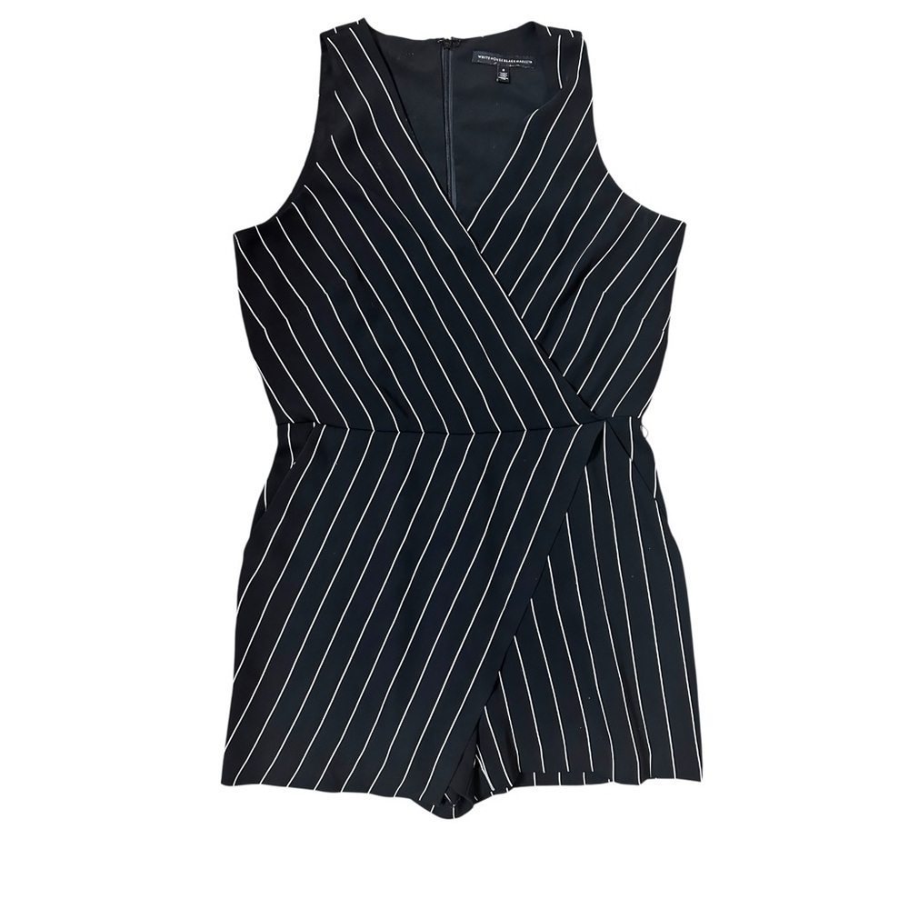 White House Black Market Pinstripe Romper Size 6 - Picture 3 of 8
